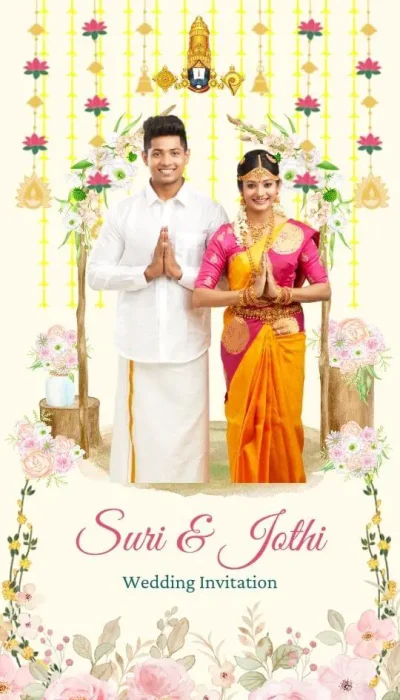 Malabar Rose | South Indian Wedding Invitation Video Template | Video + PDF | with Photo